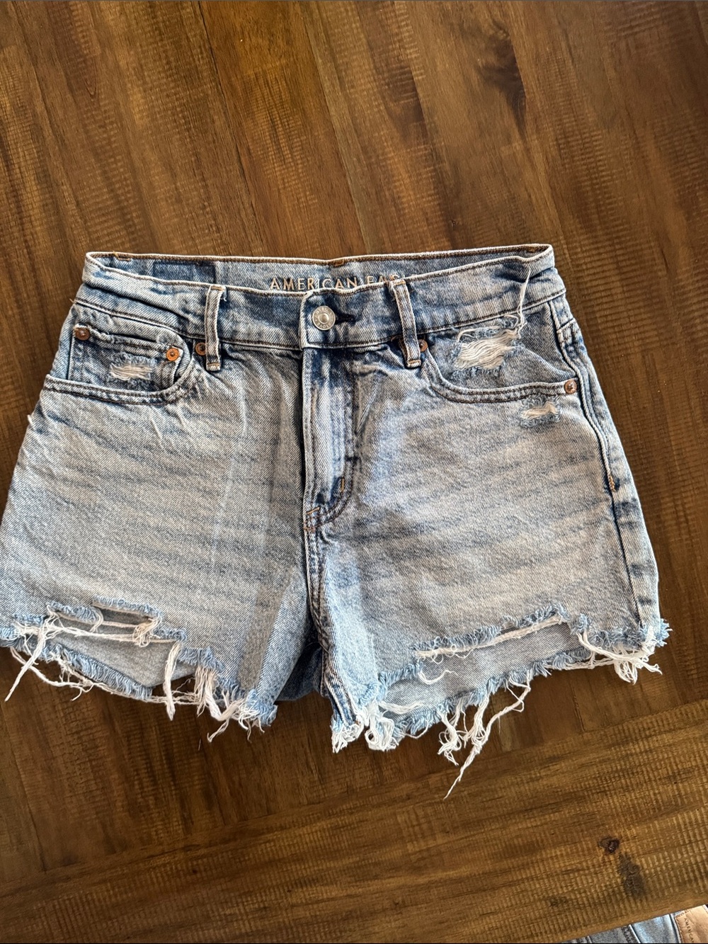 American Eagle Outfitters Light Wash Distressed Denim Shorts - Women's